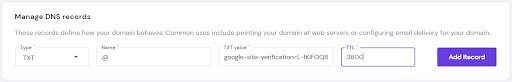 Google Search Console Verification - Manage DNS Records