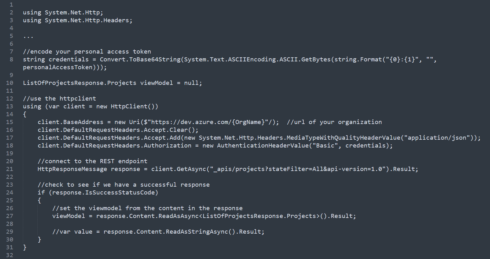 Code for Converting PAT into Base64 String