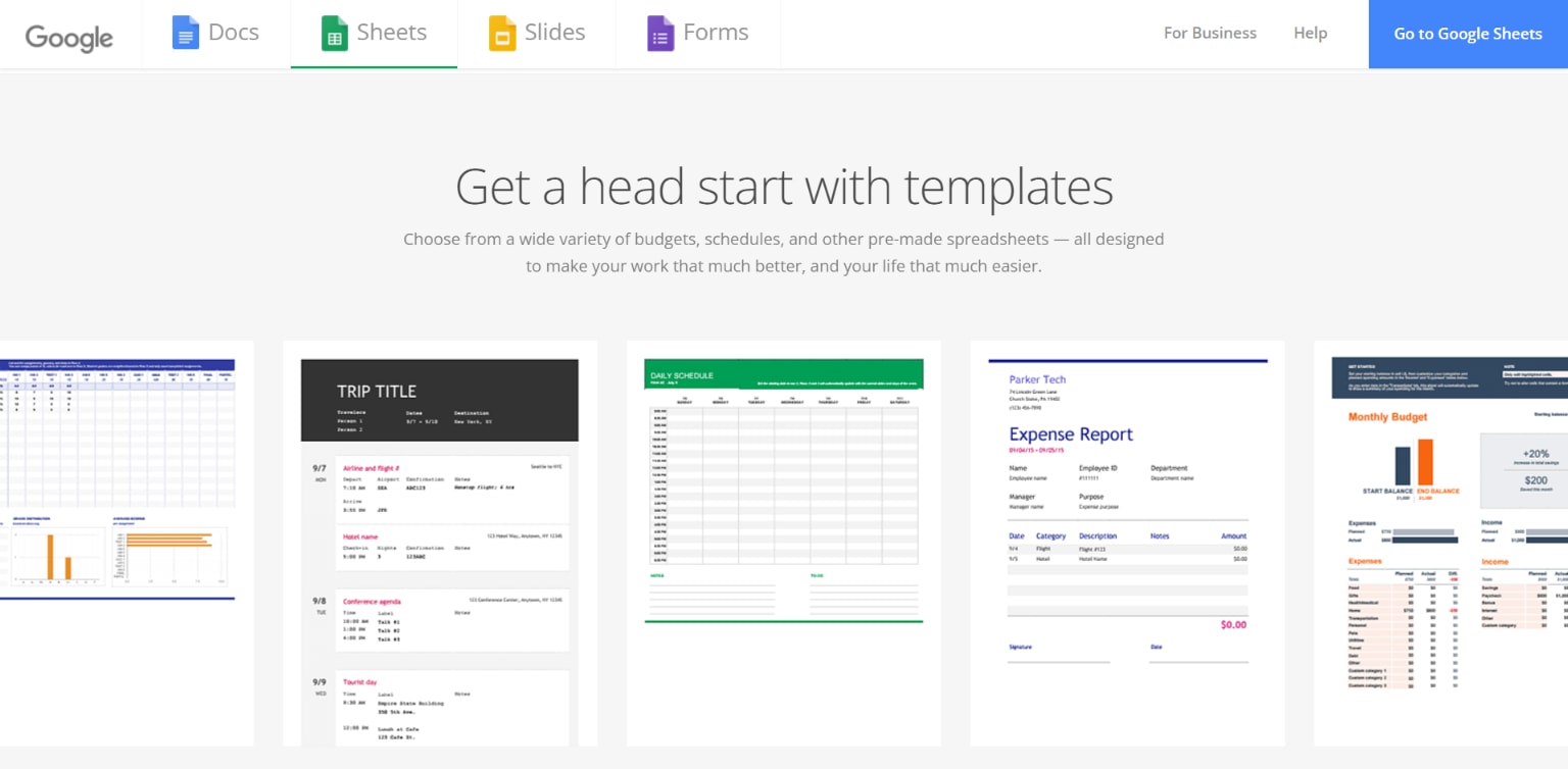 Google Sheets - Create Template