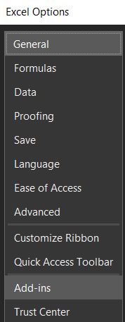 Add-ins Option - Power View Excel