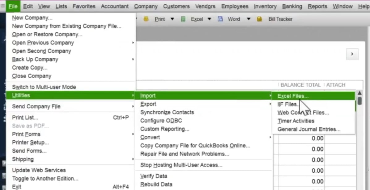 how to upload excel file to quickbooks online