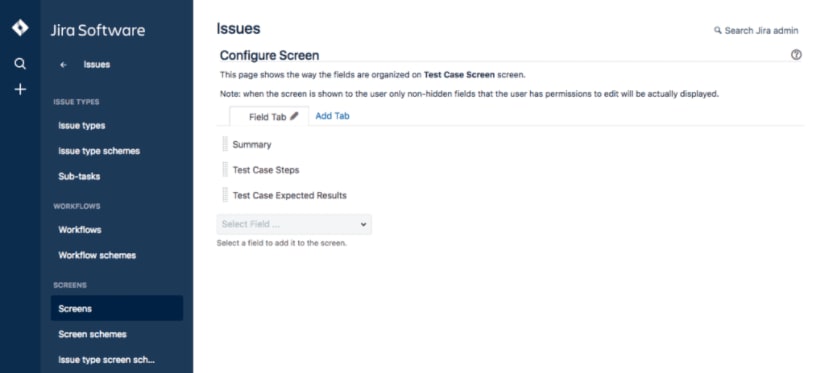 Jira Testing - custom screen