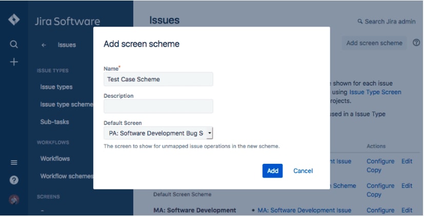 Jira Testing - add screen scheme