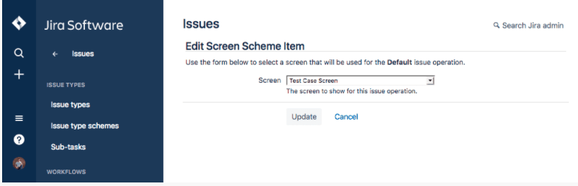 Jira Testing - edit screen scheme item