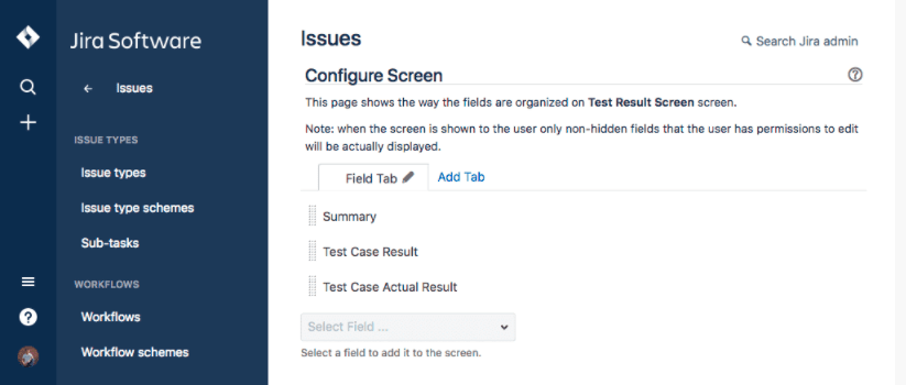 Jira Testing - Configure Screen