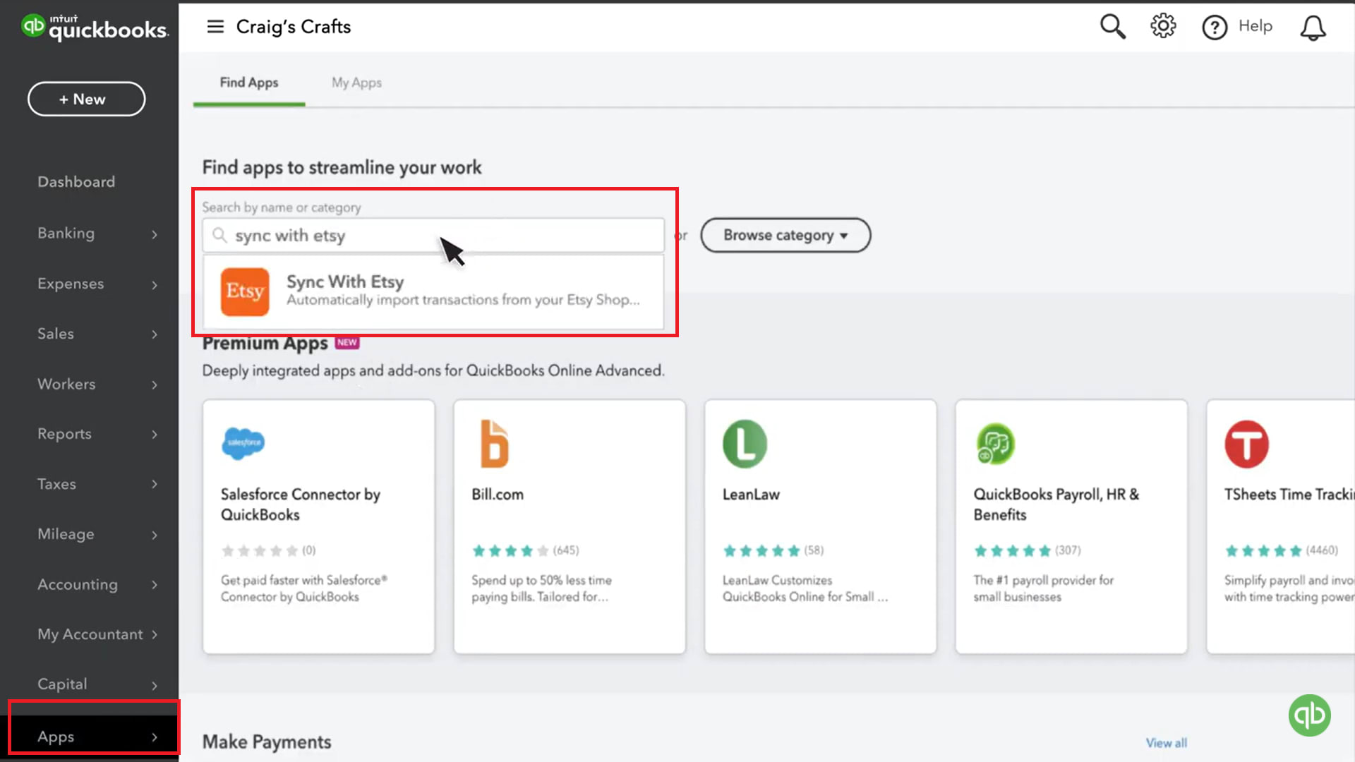 Etsy QuickBooks - Search Sync With Etsy