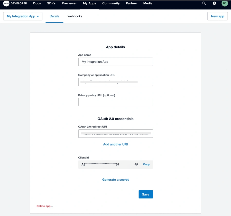 Xero App Details