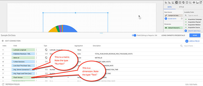 Google Data Studio Dimensions and Metrics : Made Easy