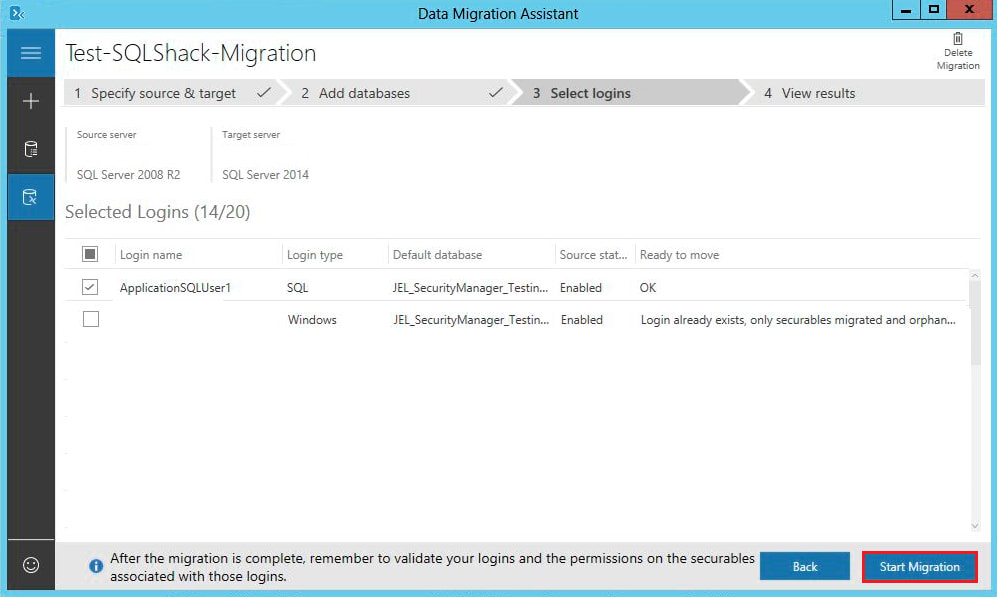 SQL Server Migration - Select Logins