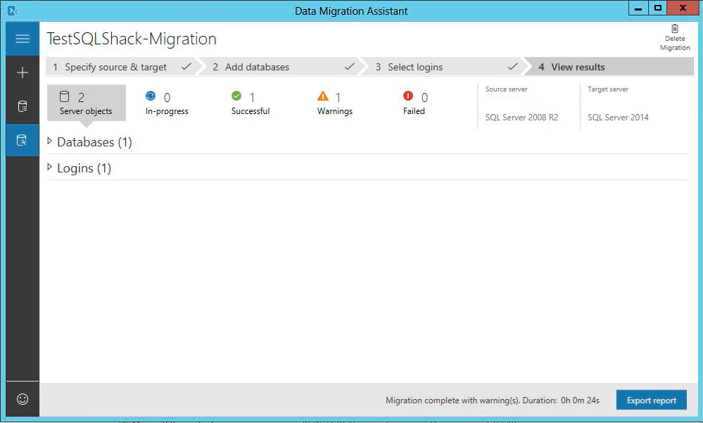 SQL Server Migration - View Migration Results