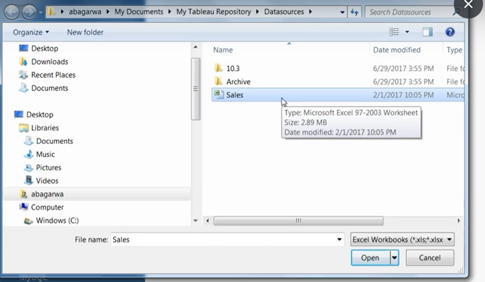 Tableau Excel - Choose the Excel Sheet