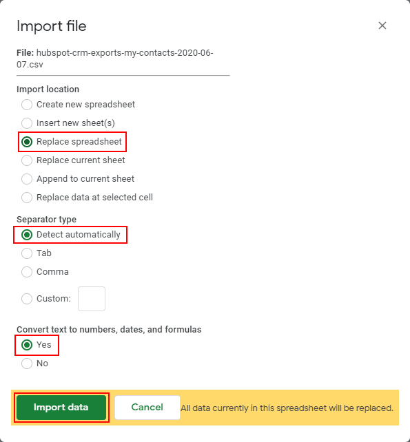 Google Sheets HubSpot Integration - Configure Google Sheets