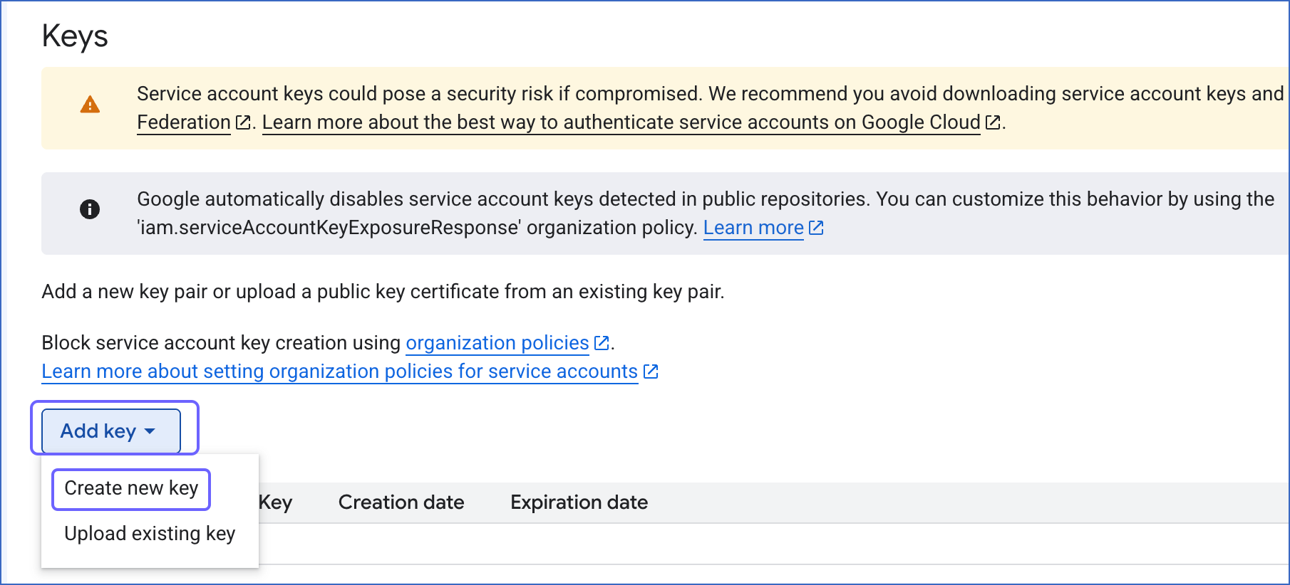 Create New Key