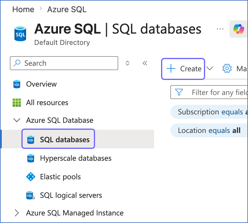Create SQL Database