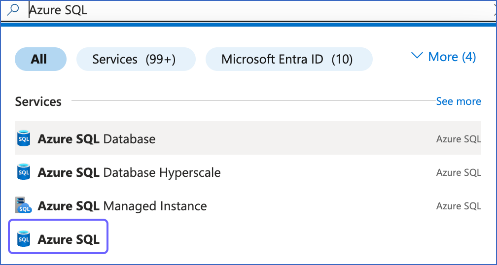 Search Azure SQL