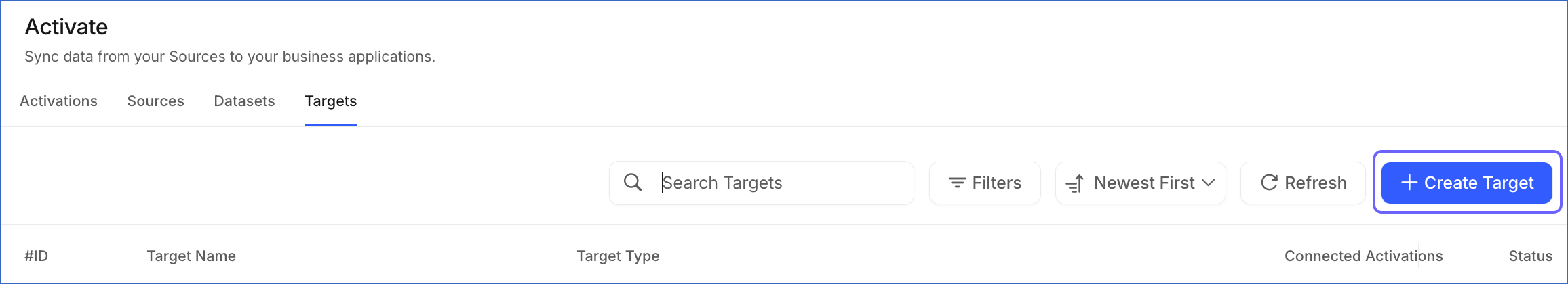 Click Create Target