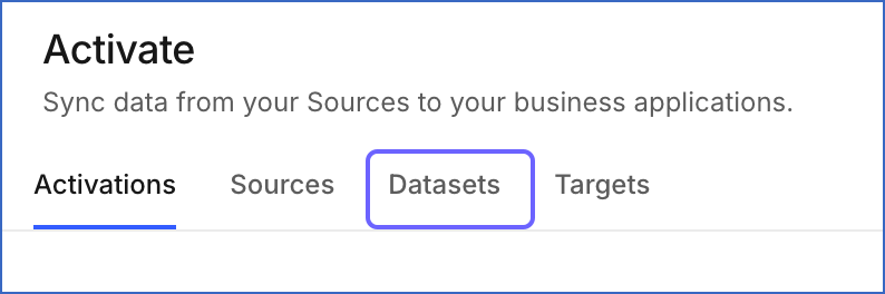 Click the Datasets tab