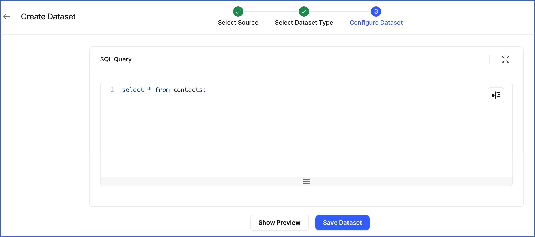 Configure an SQL Query dataset