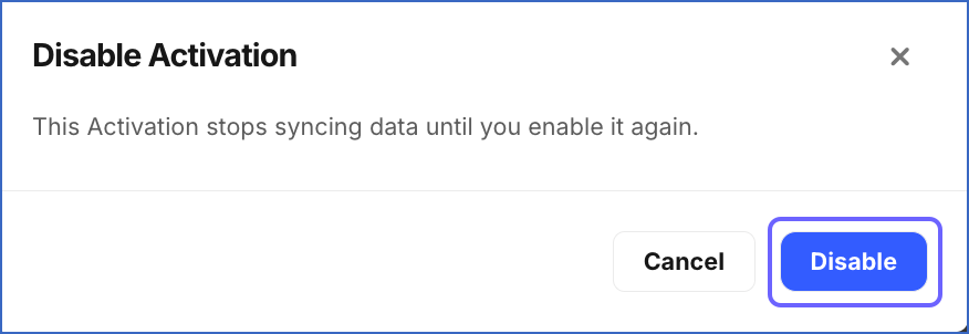 Disable Activation dialog
