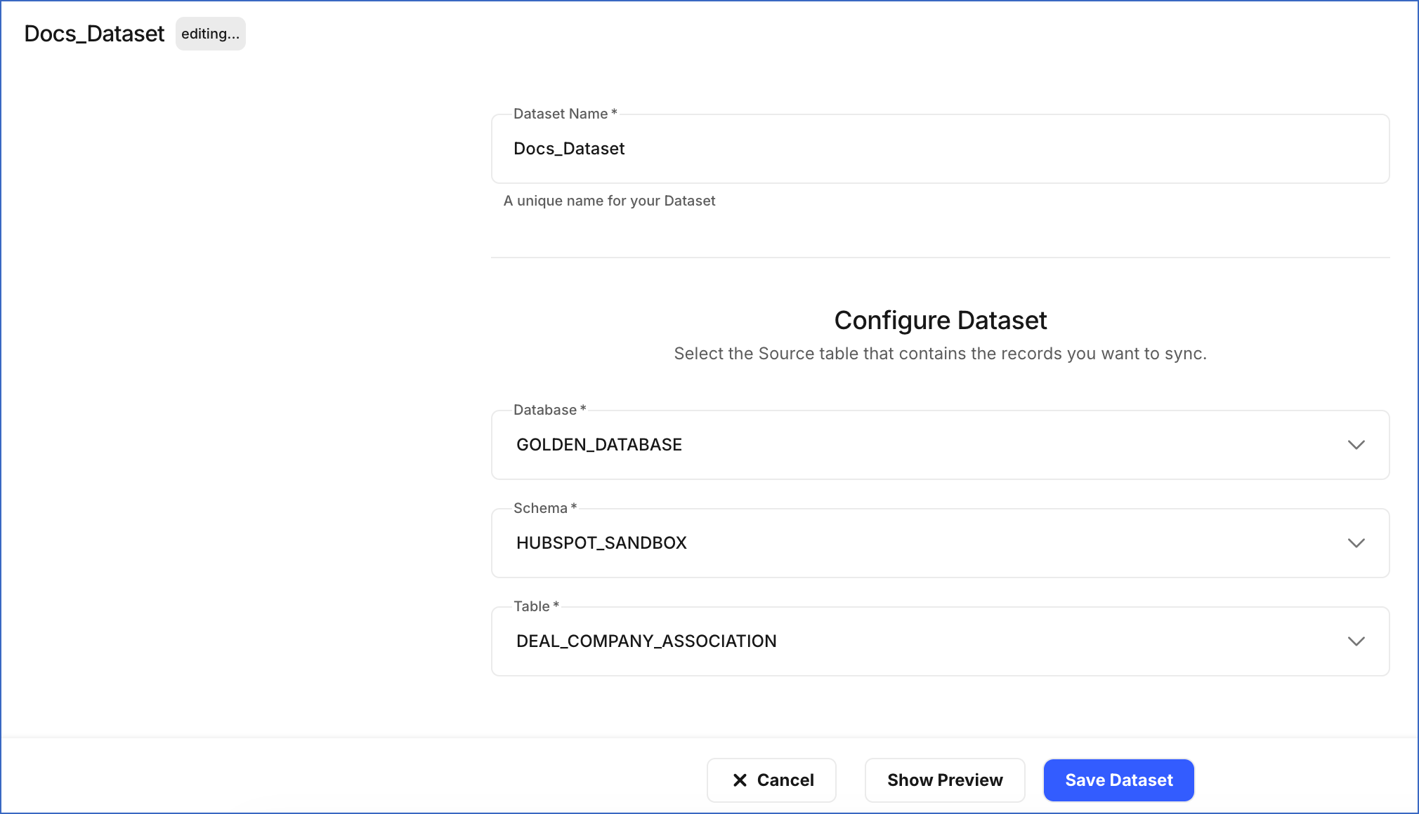 Edit a Table dataset
