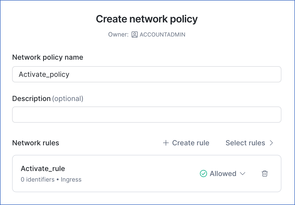 Create the network policy