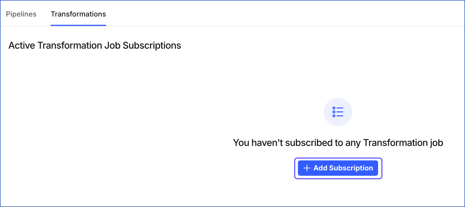 Add Transformation Subscription