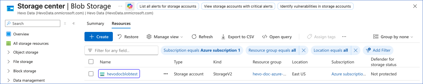 Click your storage account