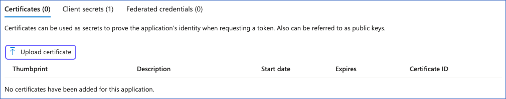 Click Upload certificate