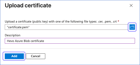 Upload certificate
