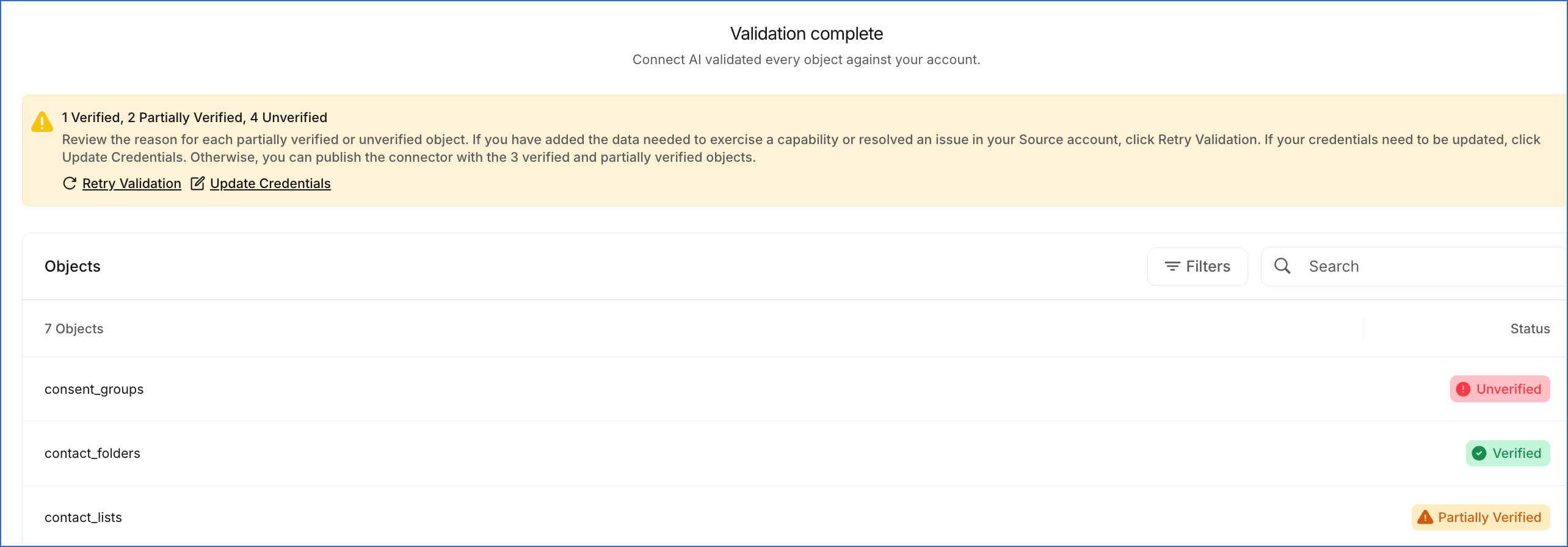 Validation Complete page
