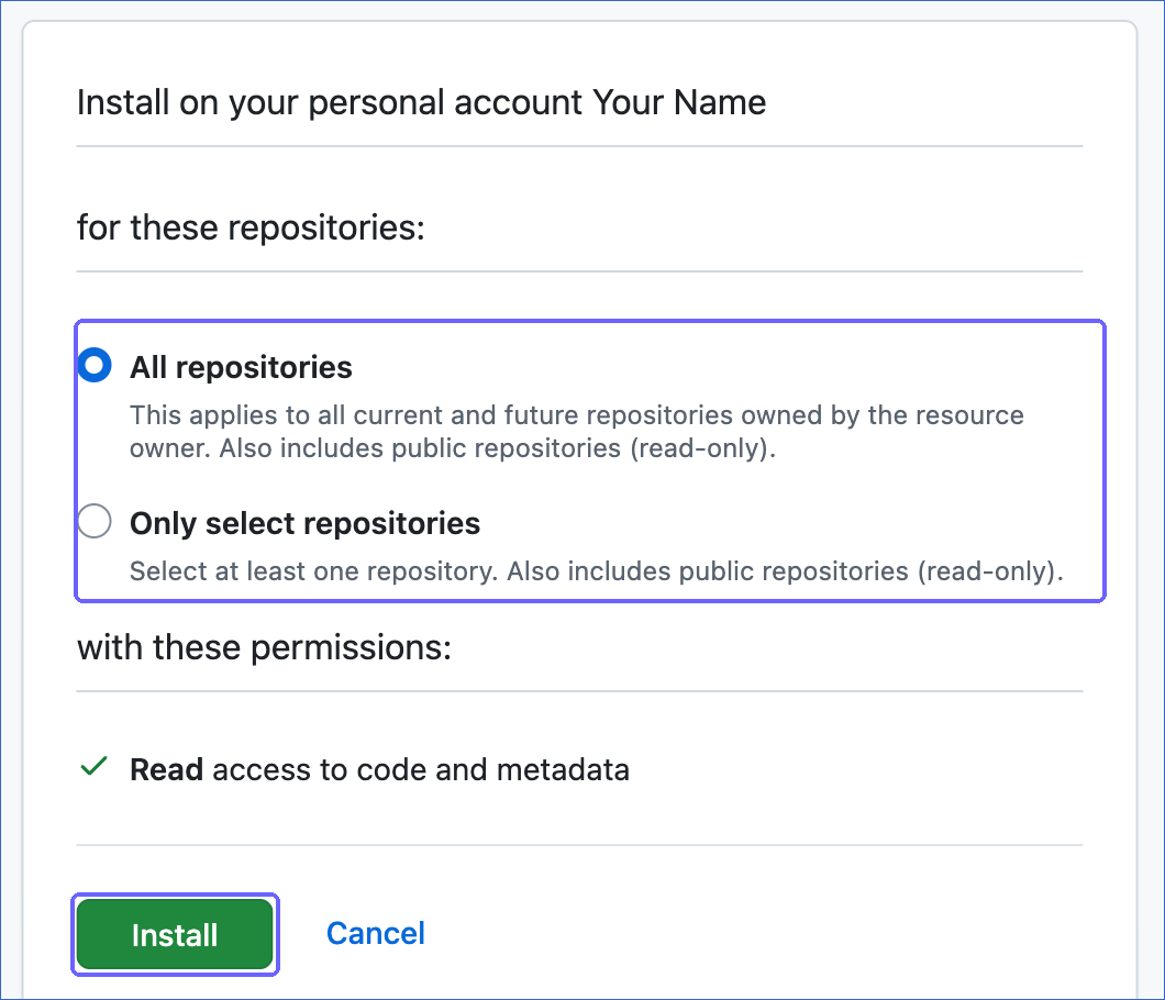 Select the repositories