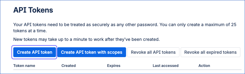 Click Create API token