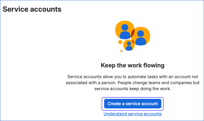 Click Create a service account