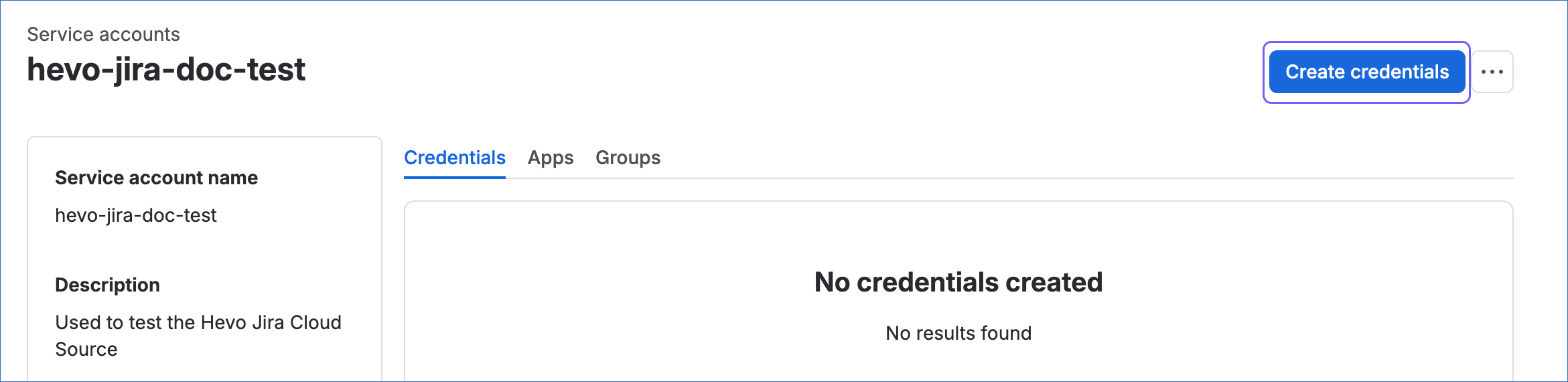 Click Create credentials