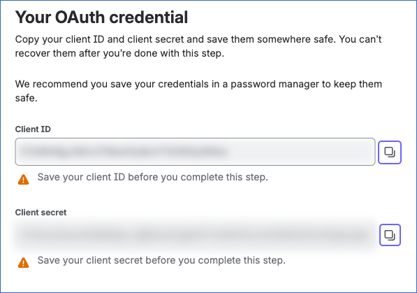 Your OAuth credential
