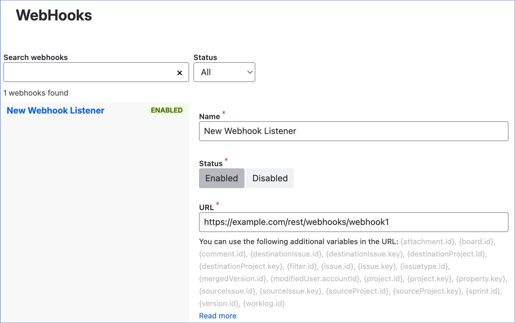 Create a WebHook form