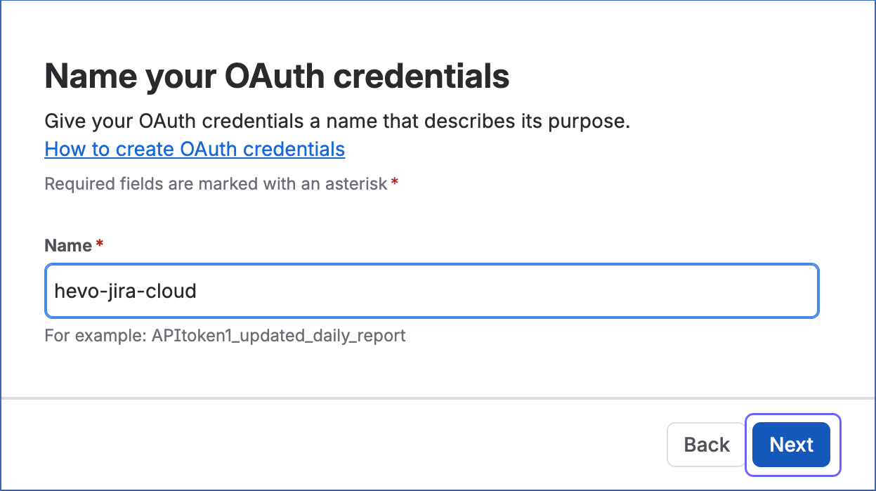 Name your OAuth credentials