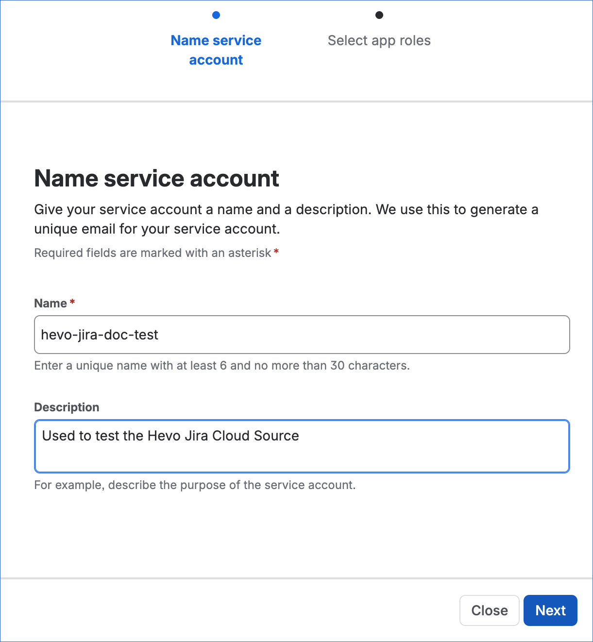 Name service account