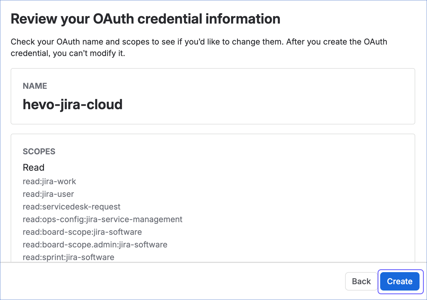 Review your OAuth credential information