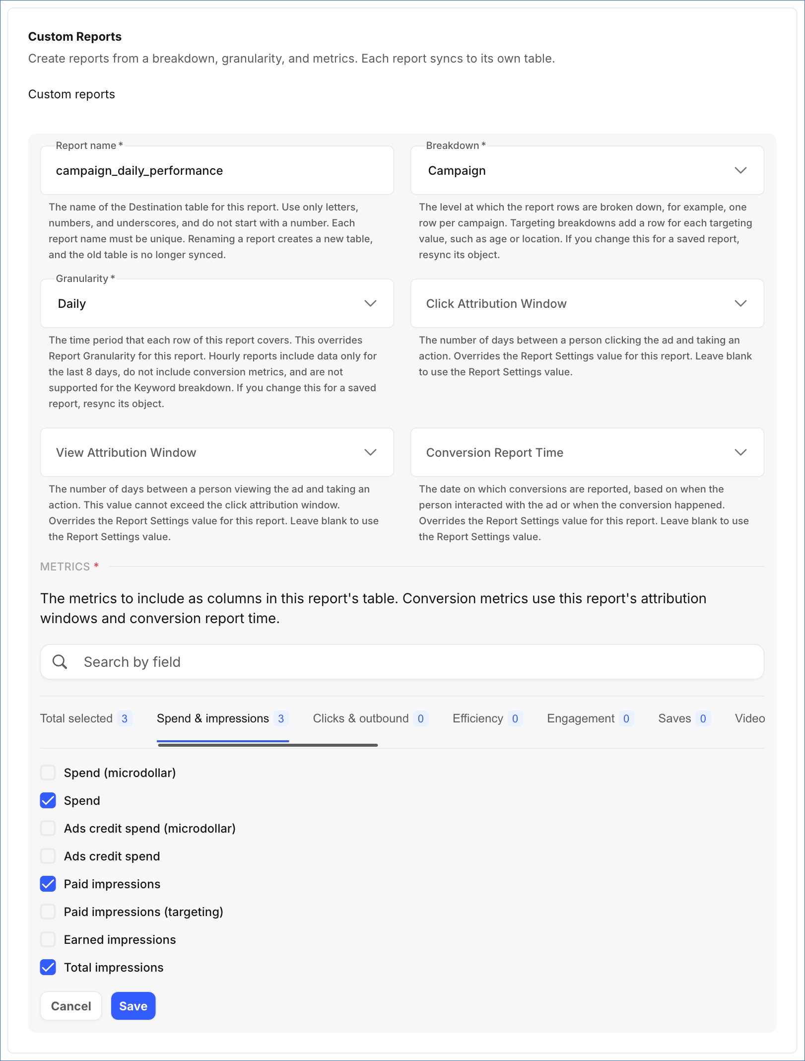 Custom Reports