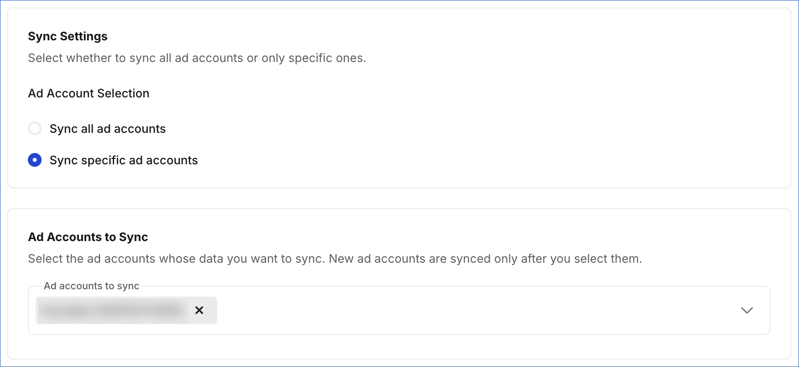 Ad accounts to sync