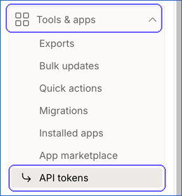 Click API tokens