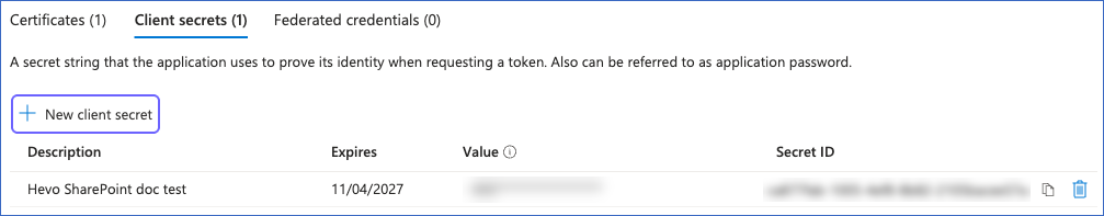 Click New client secret