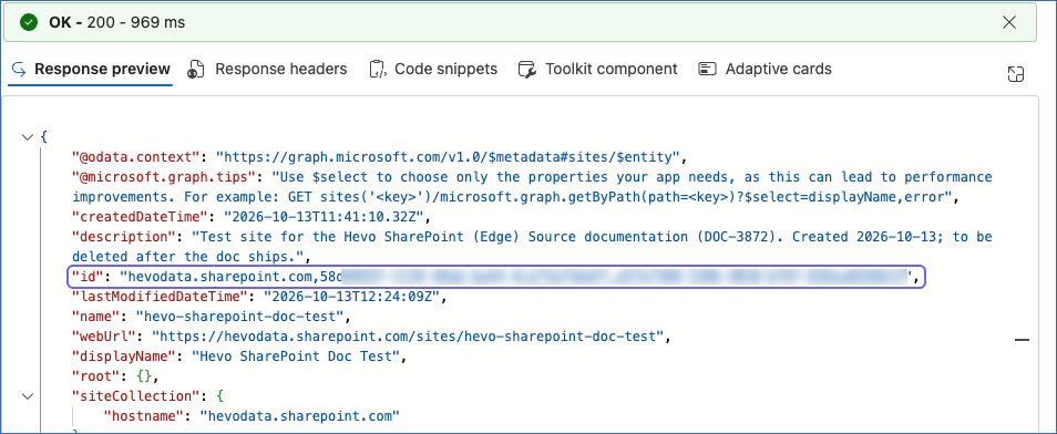 Copy the site ID