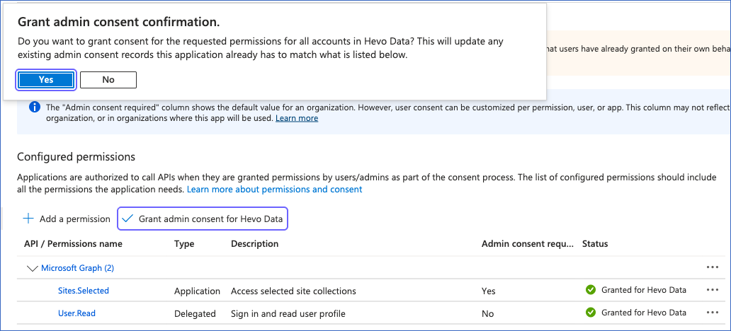 Grant admin consent