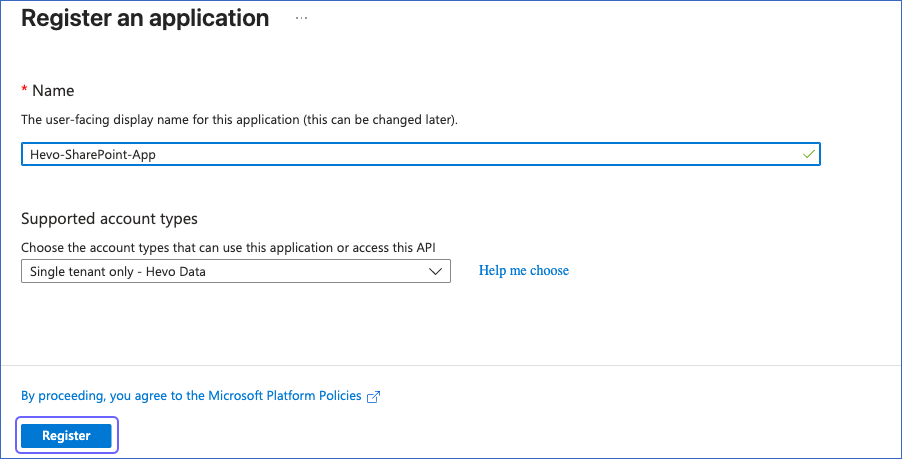 Register an application