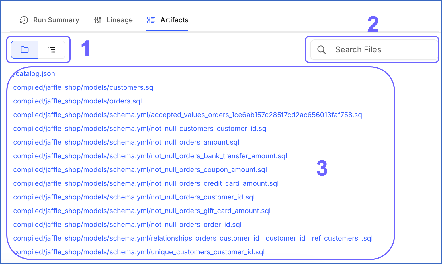 Artifacts Tab