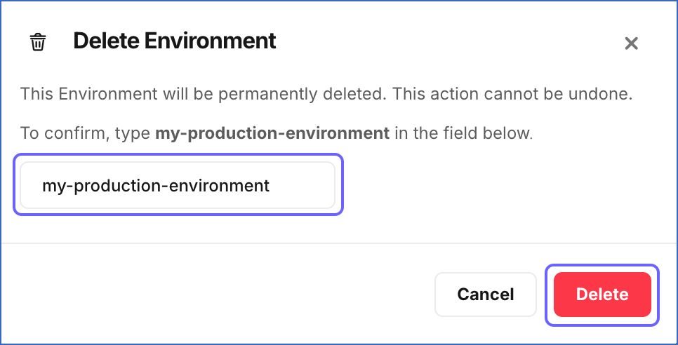 Delete Environment Dialog
