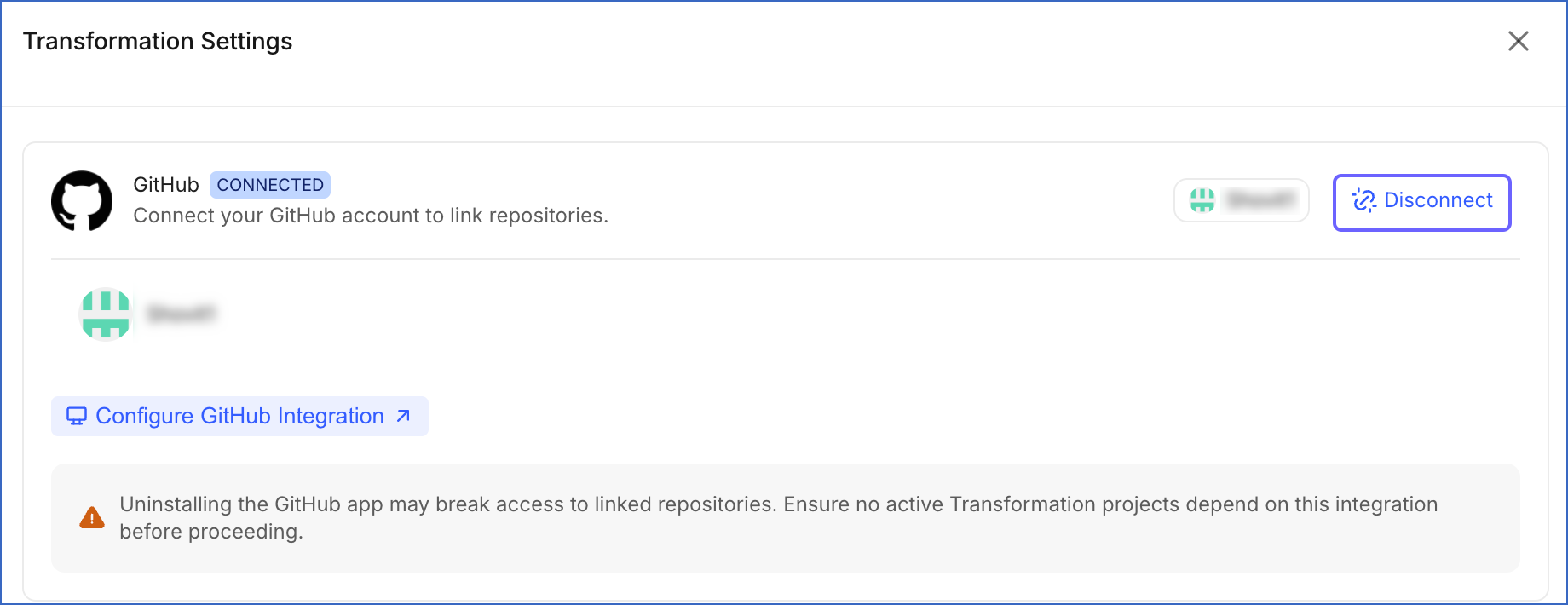 Disconnect GitHub