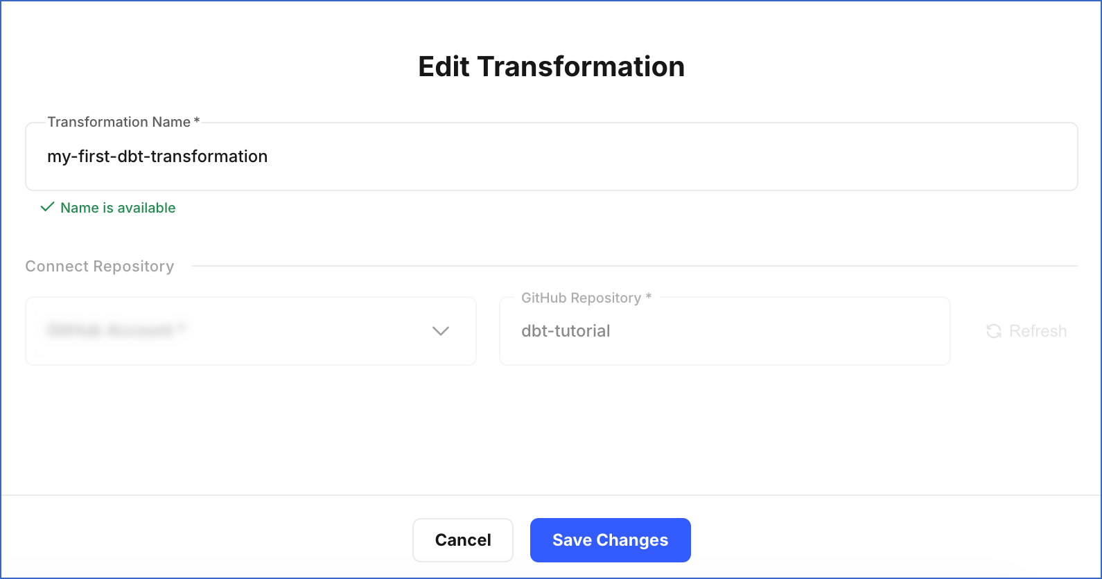 Edit Transformation Page